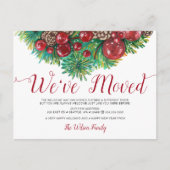Holly Berries Pine Cone Holiday Moving Aankondigingskaart (Voorkant)