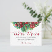  Holly Berries Pine Cone Holiday Moving Aankondigingskaart (Staand voorkant)