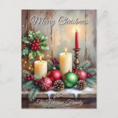 Holly Berries Pine Cones Rustieke Kerst Feestdagenkaart (Voorkant)