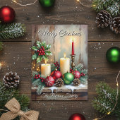 Holly Berries Pine Cones Rustieke Kerst Feestdagenkaart