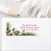 Holly Berries & Pine Custom Return-adreslabels Etiket (Insitu)