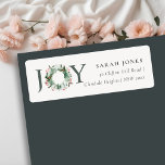 Holly Berries Pine Joy Kerstmis Wreatadres Etiket<br><div class="desc">Als u nog meer aanpassingen nodig hebt,  kunt u mij op yellowfebstudio@gmail.com vrij klikken.</div>