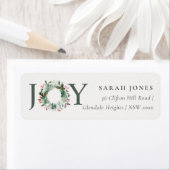 Holly Berries Pine Joy Kerstmis Wreatadres Etiket (Insitu)