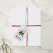 Holly Berries Pine Merry Kerstmis Cadeaulabel (Met Touw)