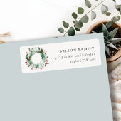 Holly Berries Pine Snow Kerstmis Wreatadres Etiket