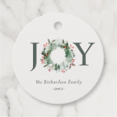 Holly Berries Pine Tree Joy Kerstmis Wreater Bedankjes Labels (Voorkant)