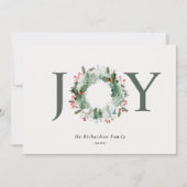 Holly Berries Pine Tree Joy Kerstmis Wreater Feestdagenkaart (Voorkant)