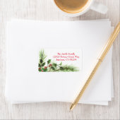 Holly Berries & Pine Winter Holiday Address Labels (Insitu)