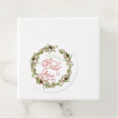 Holly Berries Pine Wreath Holiday Vrijgezellenfees Bedankjes Labels (In situ)