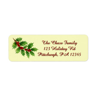 Holly & Berries retouradres Etiket