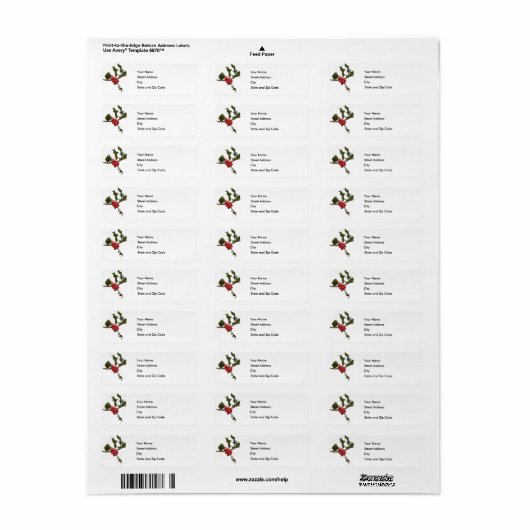 Holly Berries Return Address Label (Full Sheet)