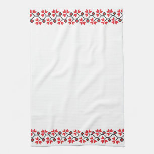 Holly Berries Rode bloem kruisstitch Theedoek