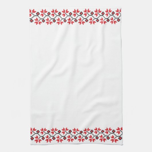 Holly Berries Rode bloem kruisstitch Theedoek (Verticaal)