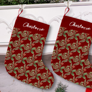 Holly Berries Rood Wit Naam Kerstvakantie Kleine Kerstsok