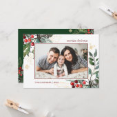 Holly Berries schetste kerstfoto Holiday Kaart (Voorkant / Achterkant in situ)