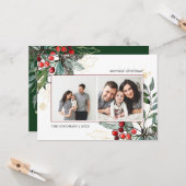 Holly Berries schetste Kerstmis 2 foto's Holiday Kaart (Voorkant / Achterkant in situ)