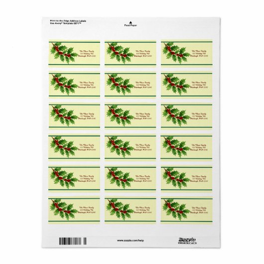 Holly & Berries shipping Etiket (Full Sheet)