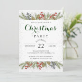 Holly Berries Silver Glitter Kerstfeest Kaart (Staand voorkant)