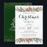 Holly Berries Silver Glitter Kerstfeest Kaart<br><div class="desc">Holly Berries Silver Glitter - Uitnodiging voor kerstfeestdagen</div>