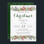 Holly Berries Silver Glitter Kerstfeest Kaart<br><div class="desc">Holly Berries Silver Glitter - Uitnodiging voor kerstfeestdagen</div>