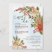 Holly Berries Sneeuwachtige Kerstmis Winter Bruilo Kaart (Voorkant)