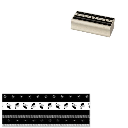 Holly Berries Snowflakes Border Stamp Rubberstempel (Gestempeld)