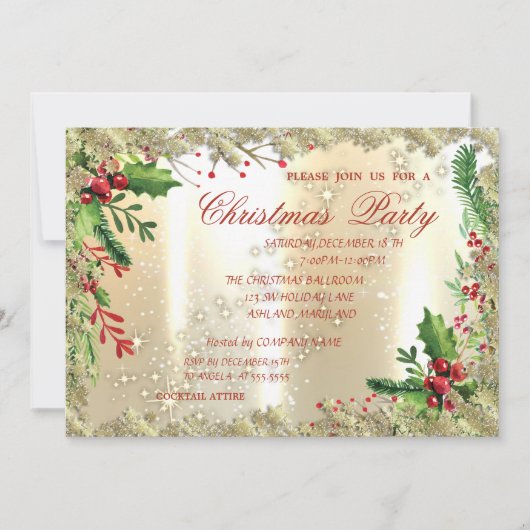 Holly Berries, Snowflakes, feestfeest Kaart (Voorkant)