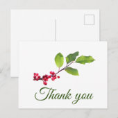 Holly berries tak met voilage bedankt briefkaart (Voorkant / Achterkant)