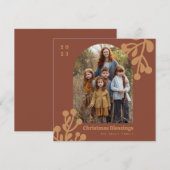 Holly Berries Terracotta Kerstmis Foto Boog Feestdagenkaart (Voorkant / Achterkant)