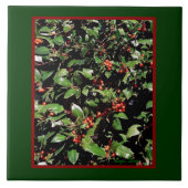 'Holly & Berries' Trivet/Tegel Tegeltje (Voorkant)
