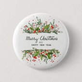Holly Berries Vakantie Button Pin (Voorkant)