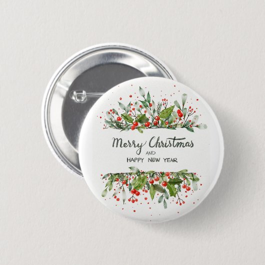 Holly Berries Vakantie Button Pin (Voorkant /achterkant)