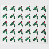 Holly Berries Verpakkingspapier Cadeaupapier (Vlak)