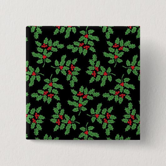 Holly Berries Vierkante Button 5,1 Cm (Voorkant)