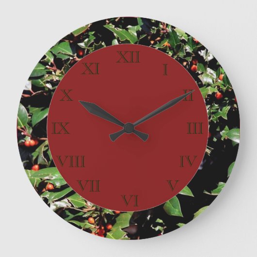 Holly & Berries Wall Clock Grote Klok (Voorkant)