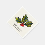 Holly Berries Waterverf Kerstillustratie Servet (Hoek)
