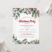 Holly Berries Waterverf Lines Kerstfeest Kaart (Voorkant / Achterkant in situ)