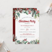 Holly Berries Waterverf Lines Kerstfeest Kaart (Voorkant / Achterkant in situ)