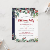 Holly Berries Waterverf Lines Kerstfeest Kaart (Voorkant / Achterkant in situ)