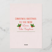  Holly Berries wenst kerstgoudolie H Folie Feestdagenkaart (Achterkant)