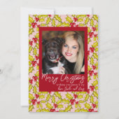 Holly Berries Whimsical Classic 1 Foto Kerstmis Feestdagenkaart (Voorkant)