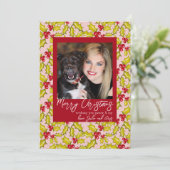 Holly Berries Whimsical Classic 1 Foto Kerstmis Feestdagenkaart (Staand voorkant)