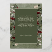 Holly Berries Wine Married Bright Christmas Photo Folie Feestdagenkaart (Achterkant)