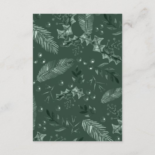 Holly Berries Winter bruiloft Informatiekaartje (Achterkant)