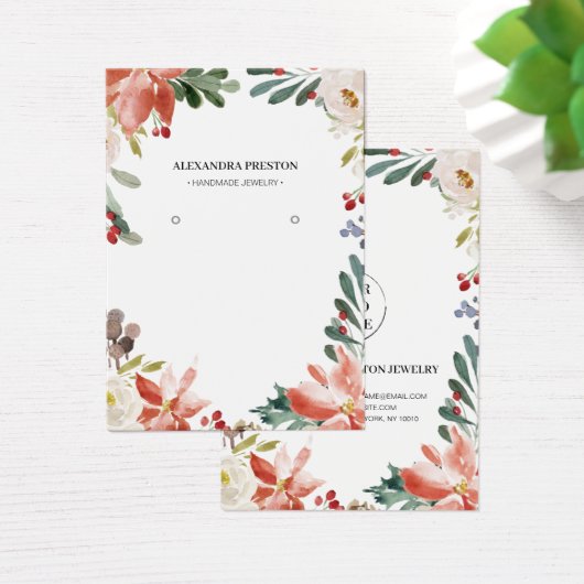 Holly Berries Winter Floral Earring Display Kaart (Bureau)
