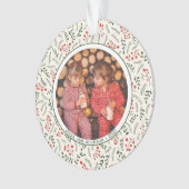 Holly Berries Winter Greenery Fotonamen Keramisch Ornament (voorkant)