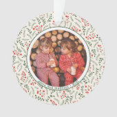 Holly Berries Winter Greenery Fotonamen Keramisch Ornament (voorkant)