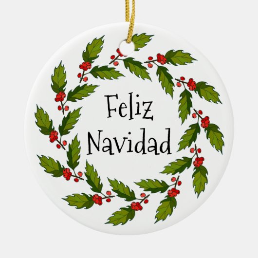 Holly Berries Wreath Design Ornament (Voorkant)