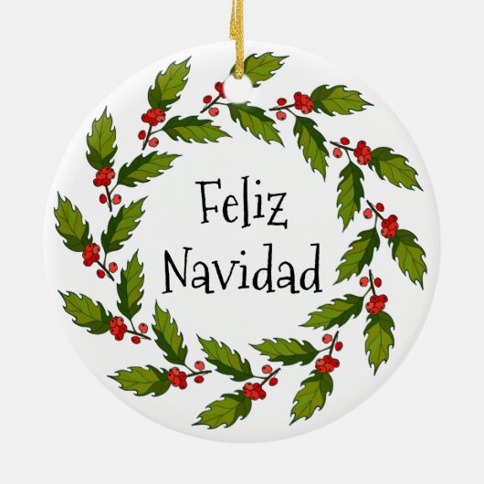 Holly Berries Wreath Design Ornament (Achterkant)
