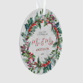 Holly Berries Wreath Marble de heer en mevrouw Ker Ornament (voorkant)